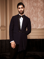 Dark Navy Blue Hand Embroidered with Pintex Work Tuxedos Suit