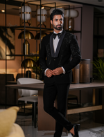 Black Italian Hand Embroidered Tuxedos Suit