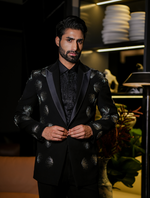 Black Italian Fabric Hand Embroidered Full Work Stylish Tuxedos Suit