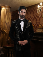 Black Cotton Velvet Hand Embroidered Back & Front Work Tuxedos Suit