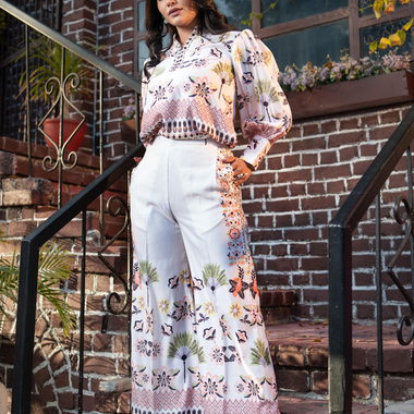 Printed Designer Co-Ord Set in Muslin Satin Fabric