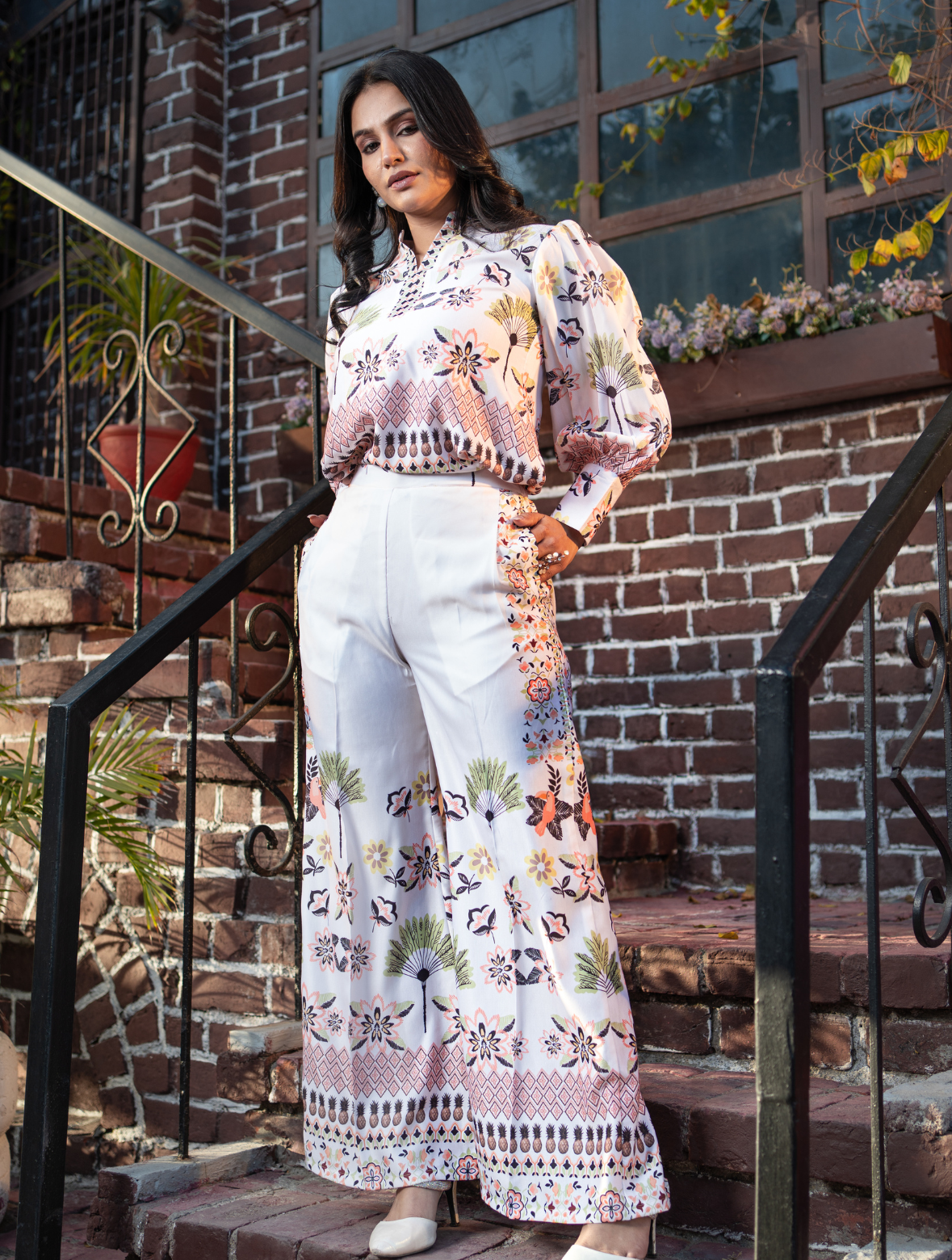 Printed Designer Co-Ord Set in Muslin Satin Fabric