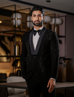 Black Italian Hand Embroidered Tuxedos Suit