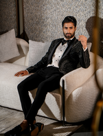 Black Italian Fabric Hand Embroidered Full Work Tuxedos Suit