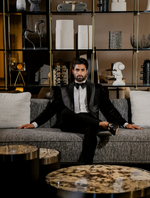 Black Cotton Velvet with Pintex Work Tuxedos Suit