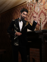 Black Cotton Velvet Hand Embroidered Back & Front Work Tuxedos Suit