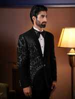 Black Italian Fabric Hand Embroidered with Drape Work Tuxedos Suit