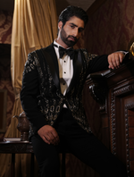 Black Italian Fabric Hand Embroidered Stylish Tuxedos Suit