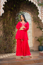 Rani Pink Pure Chinon Co-ord Set with Gharara