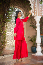 Rani Pink Pure Chinon Co-ord Set with Gharara