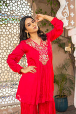 Rani Pink Pure Chinon Co-ord Set with Gharara