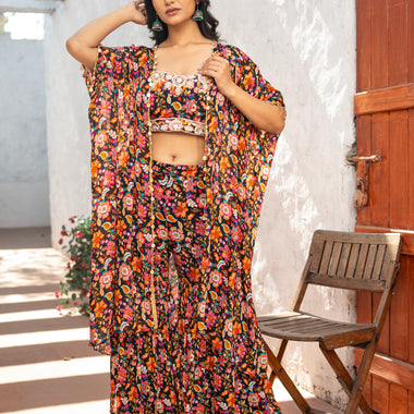 Digital Printed Hand Embroidered Indo Western Dress with Gharara