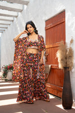 Digital Printed Hand Embroidered Indo Western Dress with Gharara