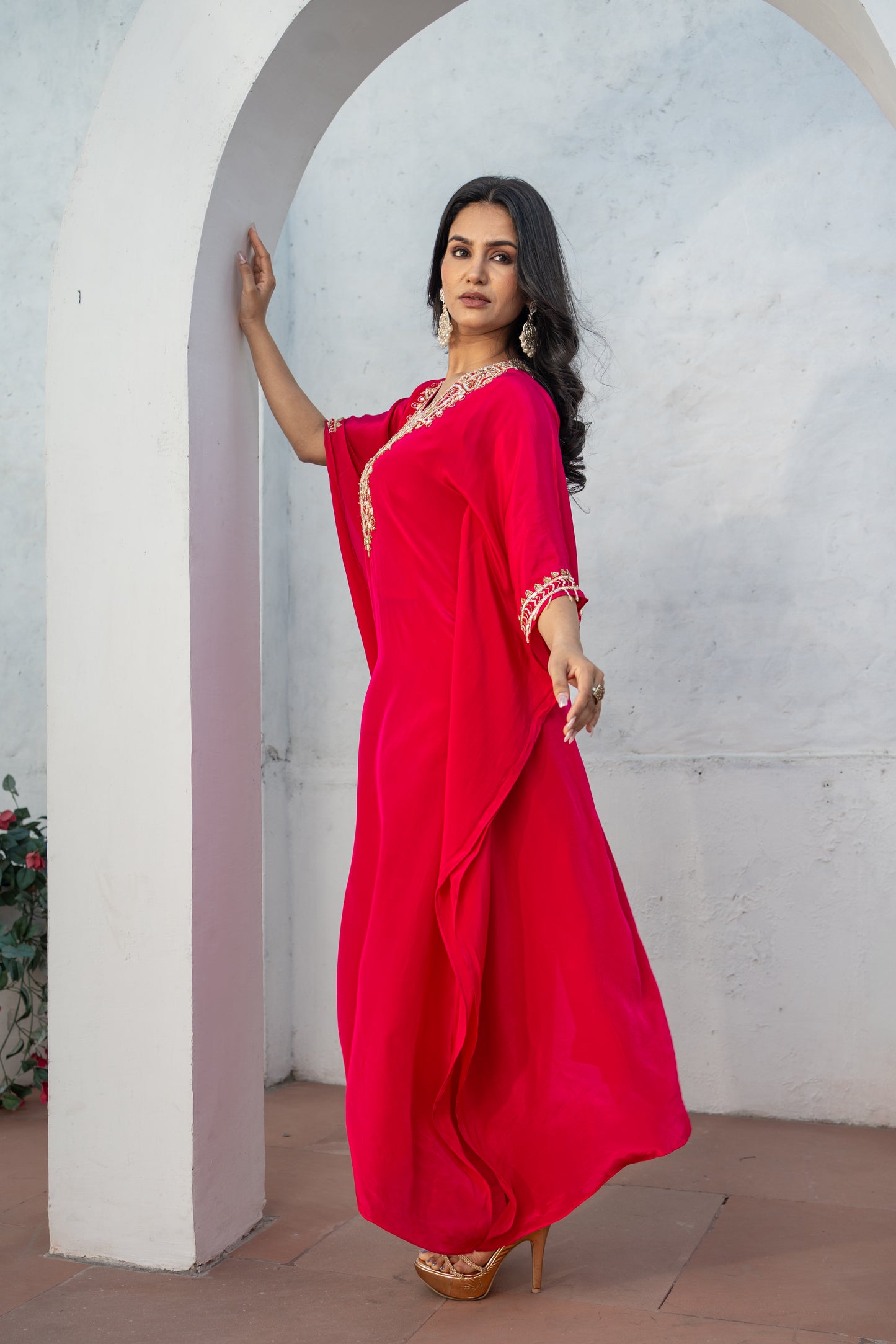 Pure Crepe Rani Kaftan with Pure Crepe Straight Pant
