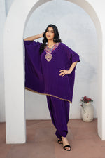 Purple Indo Western Hand Embroidered Work with Dhoti Pant Set