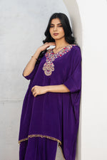 Purple Indo Western Hand Embroidered Work with Dhoti Pant Set