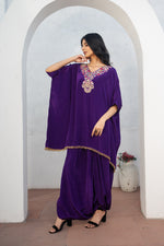 Purple Indo Western Hand Embroidered Work with Dhoti Pant Set