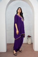 Purple Indo Western Hand Embroidered Work with Dhoti Pant Set