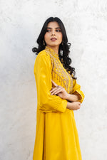 Mustard Pure Crepe Co-ord Set with Printed Pure Chinon Tulip Salwar Set