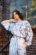 Geometric Printed Designer Co-ord Set in Modal Satin Fabric