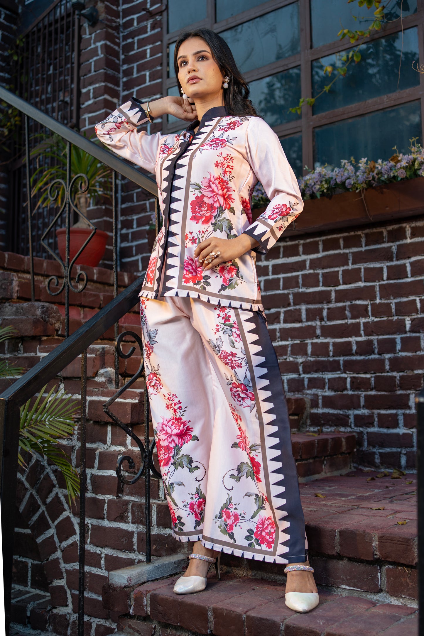 Pattern Printed Designer Co-ord Set in Modal Satin Fabric
