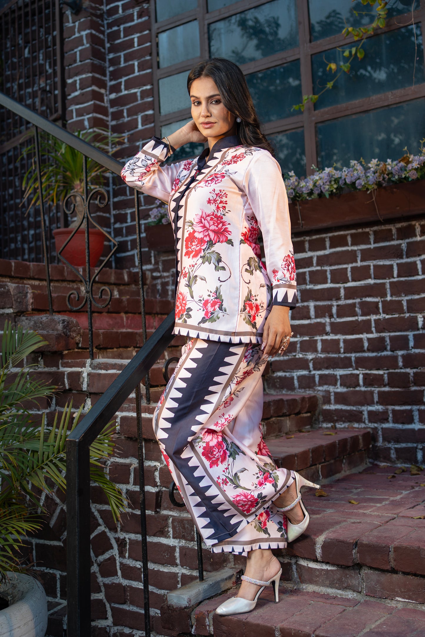Pattern Printed Designer Co-ord Set in Modal Satin Fabric