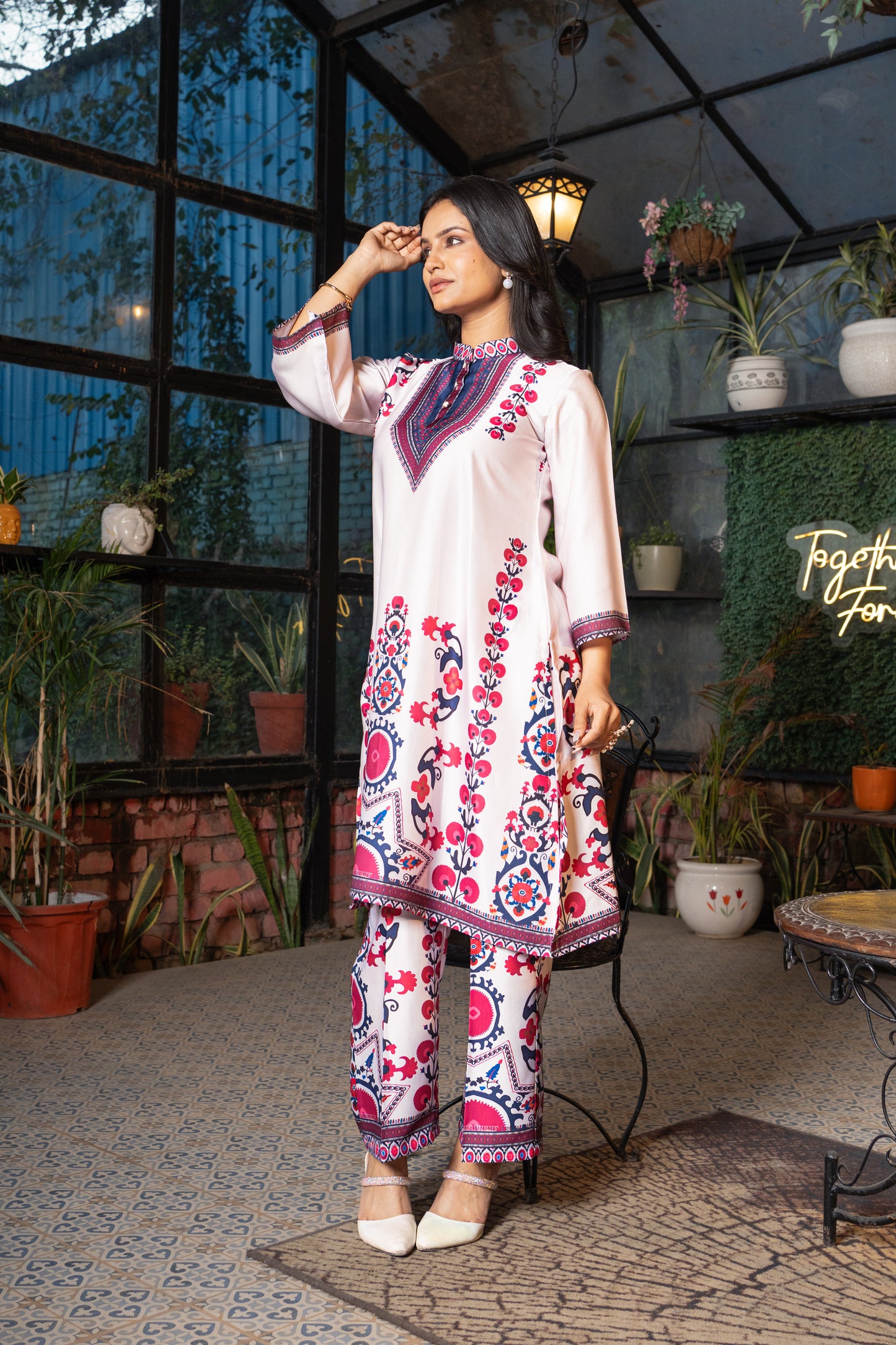 Pattern Printed Modal Satin Co-ord Set with Trouser