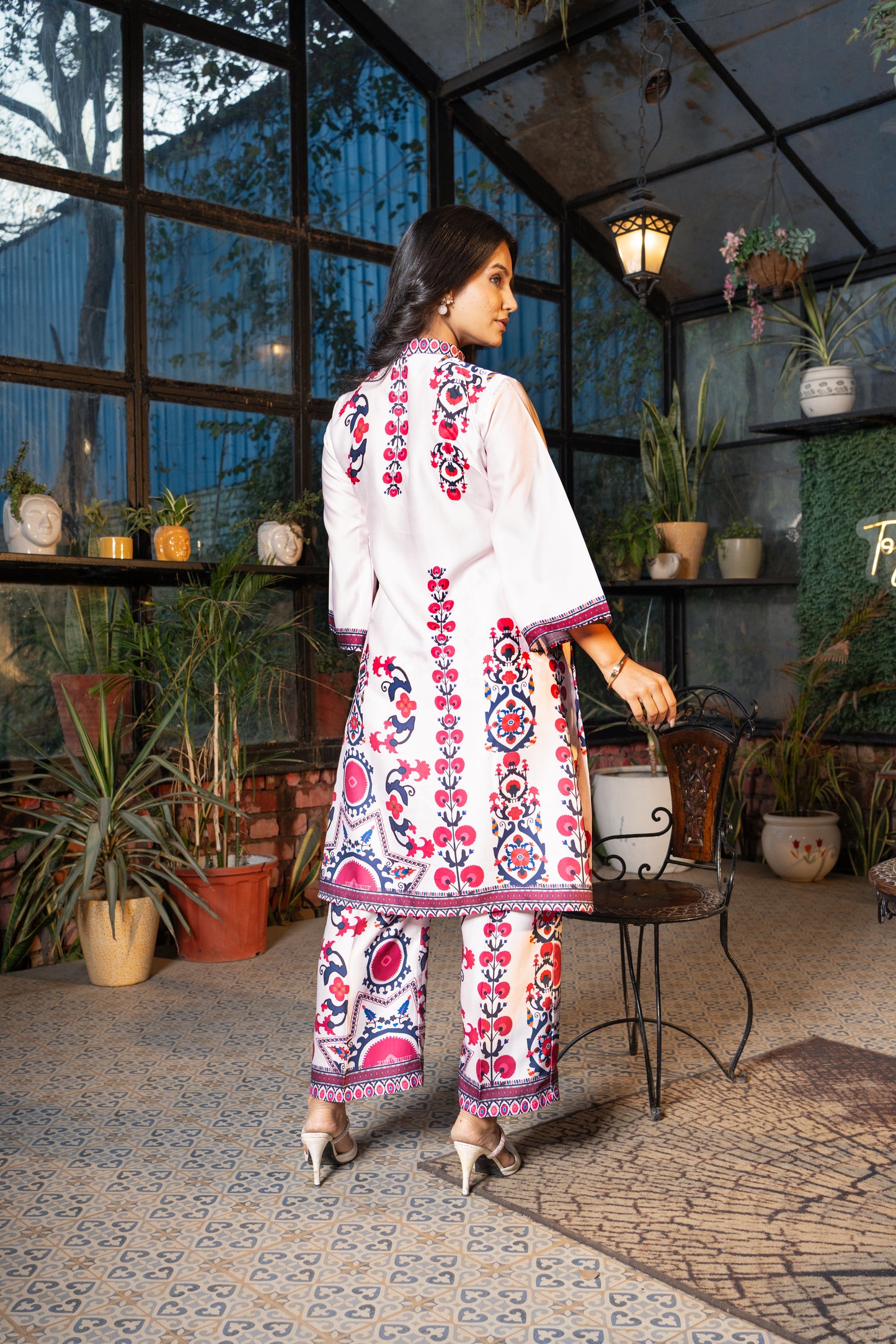Pattern Printed Modal Satin Co-ord Set with Trouser