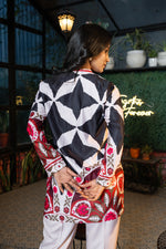 Black Printed Stylish Co-ord Set in Modal Satin Fabric
