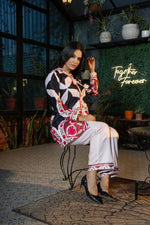 Black Printed Stylish Co-ord Set in Modal Satin Fabric
