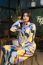 Retro Printed Modal Satin Co-ord Set with Trouser