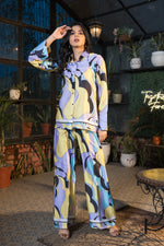 Retro Printed Modal Satin Co-ord Set with Trouser