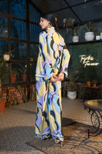 Retro Printed Modal Satin Co-ord Set with Trouser
