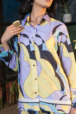 Retro Printed Modal Satin Co-ord Set with Trouser