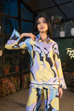 Retro Printed Modal Satin Co-ord Set with Trouser