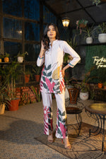 Tropical Printed Modal Satin Co-ord Set with Trouser