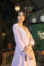 Lilac Pure Crepe Co-ord Set with Chinon Printed Tulip Salwar Set