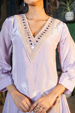 Lilac Pure Crepe Co-ord Set with Chinon Printed Tulip Salwar Set