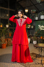 Rani Pure Chinon Hand Embroidered Co-ord Set with Plazo Set