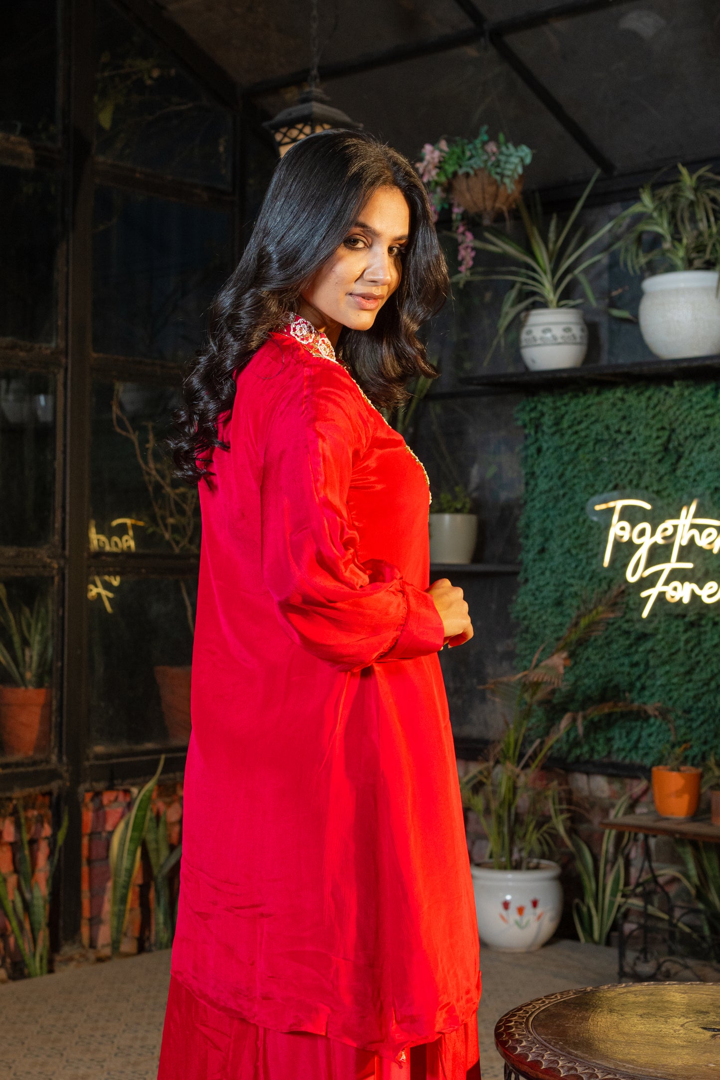 Rani Pure Chinon Hand Embroidered Co-ord Set with Plazo Set