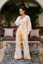 Printed Co-ord Set with a Chic Buckle and Trouser Set