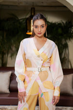 Printed Co-ord Set with a Chic Buckle and Trouser Set