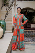 Printed Muslin Satin Co-ord Set with Palzo Set