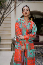 Printed Muslin Satin Co-ord Set with Palzo Set