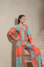 Printed Muslin Satin Co-ord Set with Palzo Set