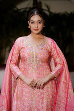 Pink Kurti Hand Embroidery Work with Dupatta and Salwar Set