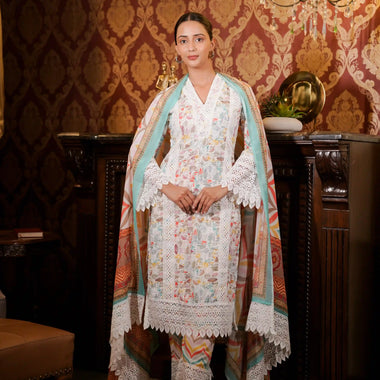 Shifli Printed Pakistani suit with Printed Trouser & Dupatta