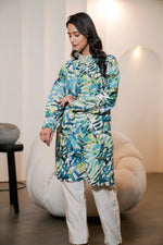 Printed Linen Cotton Co-ord Set with Silk Trouser Set