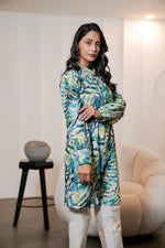 Printed Linen Cotton Co-ord Set with Silk Trouser Set