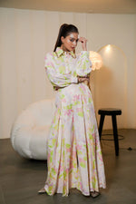 Light Color Printed Muslin Satin Co-ord Set with Pated Plazo Set